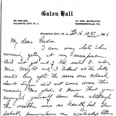 Letter to Gordon Mead from his parents, Feb 16, 1916