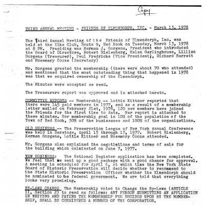 FOE Meeting Minutes, March 13, 1978