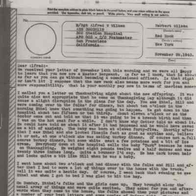 V-Mail Letter from Herbert Wilken to Alfred Wilken, 1943