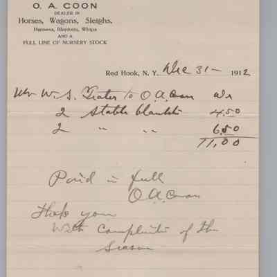 Envelopes (3) and 1 invoice from O. A. Coon, 1912 and 1913