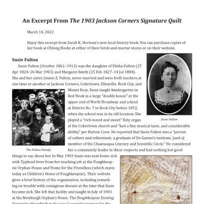 Blog Post: An Excerpt From The 1903 Jackson Corners Signature Quilt