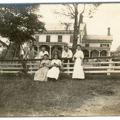 Gathering of Men and Women in front of Mead House