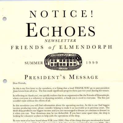 Elmendorph Echoes, Summer 1999