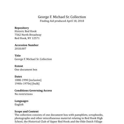 Micheals Collection - Finding Aid