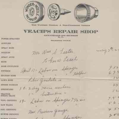 Veach's Repair Shop, Invoice, 1925