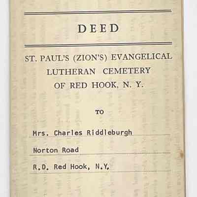Deed to Cemetery Plot (St. Paul's and Elizabeth Riddleburgh)