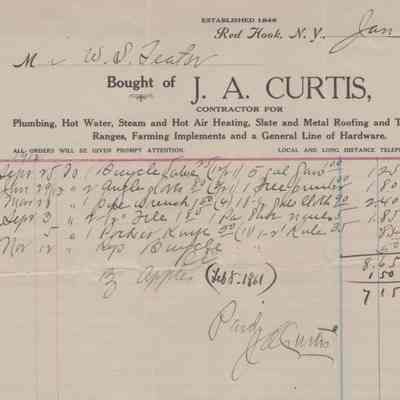W. S. Teator Receipt from J. A. Curtis, 1914