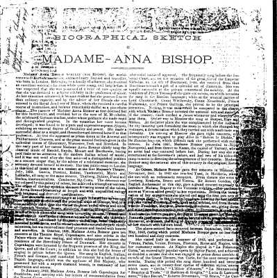 Biographical sketch of Madane Anna Bishop