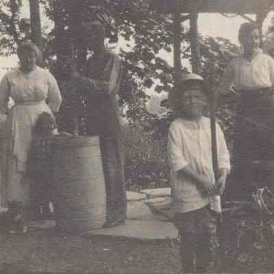 Family working outside at Rose Hill Farm