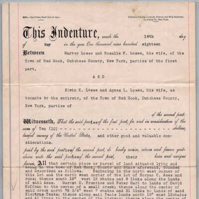 Deed, Harvey Losee & Rosalie F. Losee to Edwin K. Losee & Agnes L. Losee, 1918