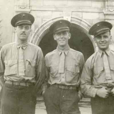 Robert C. Schulte at Marine Barracks, San Diego, with two others, 1934