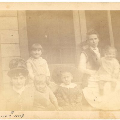 Ellen Wood and others on front porch