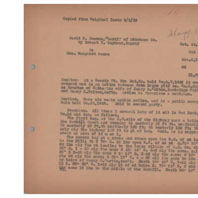 Deed, David Seaman, Sheriff of Dutchess County to Mrs. Margaret Faure, 1848