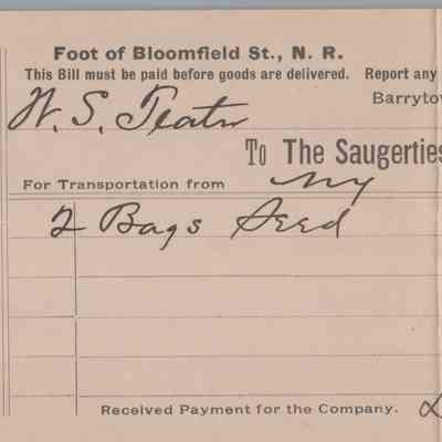 1898 Saugerties & New York Steamboat/ Teator Receipt