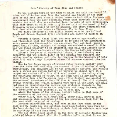 Brief History of Rock City and Grange