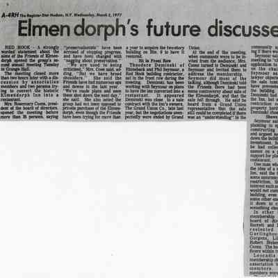 Clipping, Elmendorph Inn future, 1977