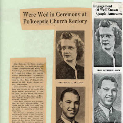 Engagement and Marriage notices, Irving A. Fraleigh and Kay Fraleigh