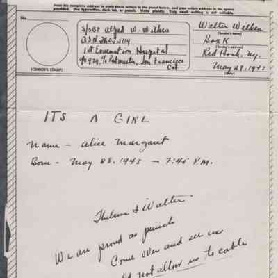 V-Mail Letter from Walter Wilken to Alfred Wilken, 1943