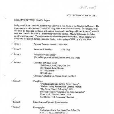 Elseffer Correspondence Finding Aid