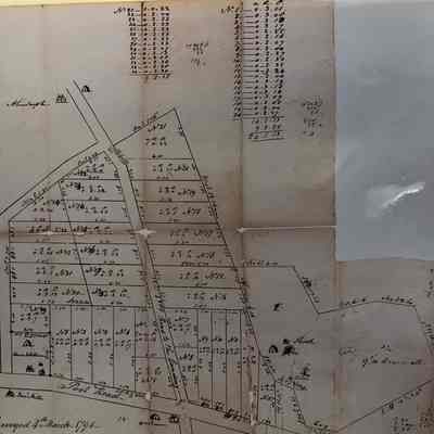 1795 Survey of Armstrong land for lots along Cherry Street and East Market Street in Red Hook Village