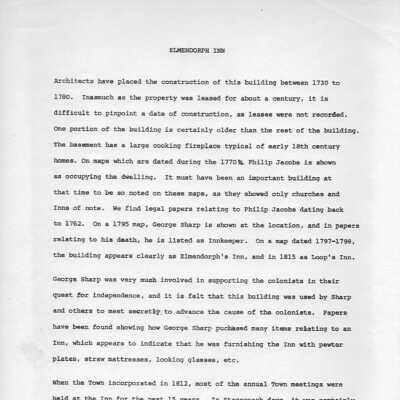 Early description of Elmendorph Inn history