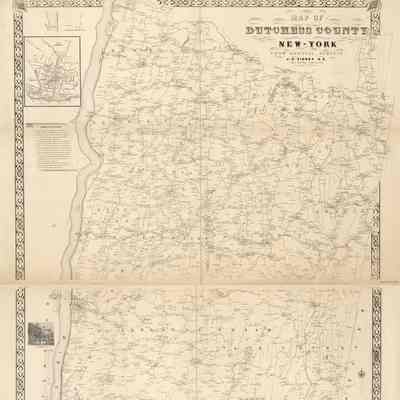1850 John E. Gillette Map of Dutchess County - Photostats of Red Hook, Rhinebeck, Milan Sections