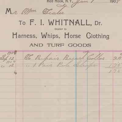 Receipt from F. I. Whitnall, Dr., 1908