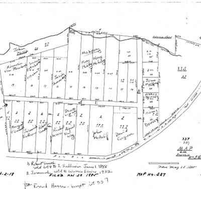Barrytown map of original owners of Donaldson property subdivided lots, 1885