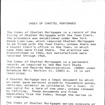 Index to Chattel Mortgages