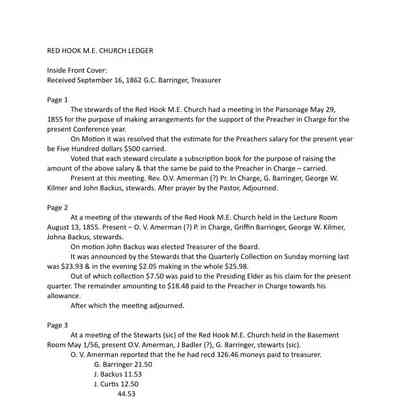 ME Church Minute Book Transcriptions - 1855-1877