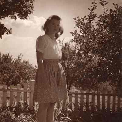 Beth Mead, standing outside in garden