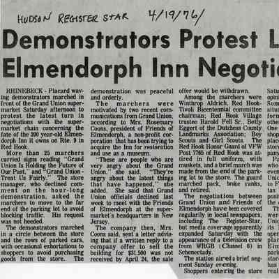 Clipping, Elmendorph Inn protests, 1976