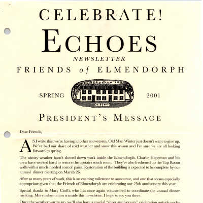 Elmendorph Echoes, Spring 2001