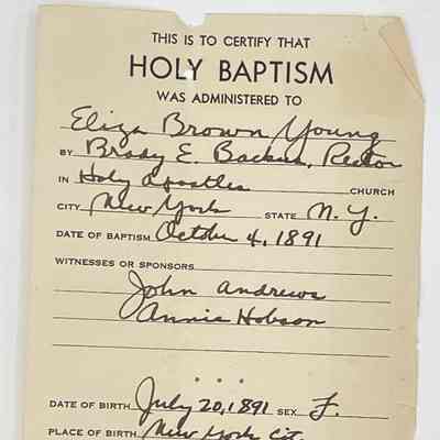 Baptism Certificate - Elizabeth (Young) Riddleburgh