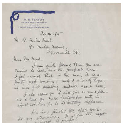 Letter to Gordon Mead from W. S. Teator (4), 1915