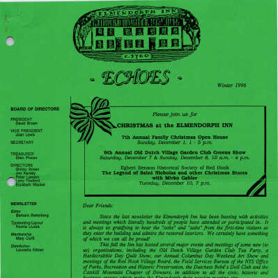 FOE Newsletter Echoes, Winter 1996