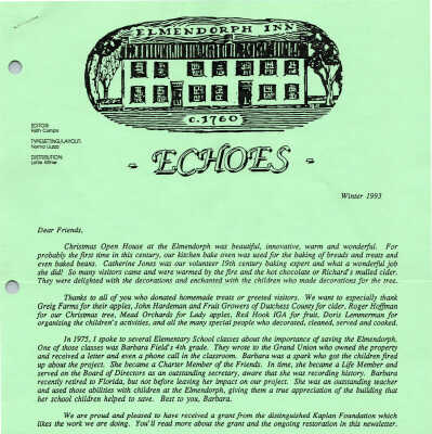 FOE Newsletter Echoes, Winter 1993