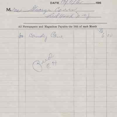 Oak and Cleo's Variety Store Receipt, 1961