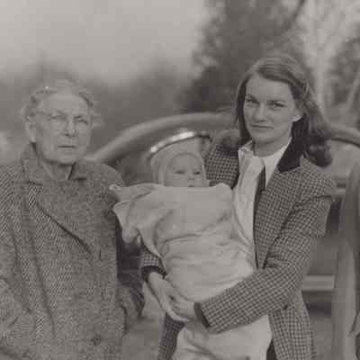 Mrs. Emma Kennedy, Peggy Hanscom and Fay Mead with Peggy's daughter Sherry.
