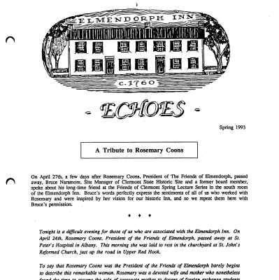 FOE Echoes Newsletter, Spring 1993