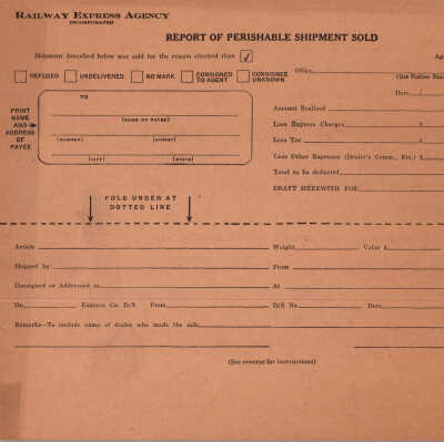 Report of Perishable Shipment Sold