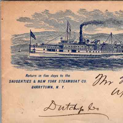 Envelope to W. S. Teator from the Saugerties & New York Steamboat Co., 1900's