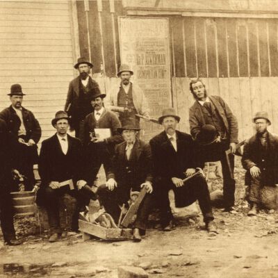 Men with carpentry tools, group photo, 1878