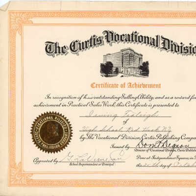 Certificate of Achievement, Irving A. Fraleigh