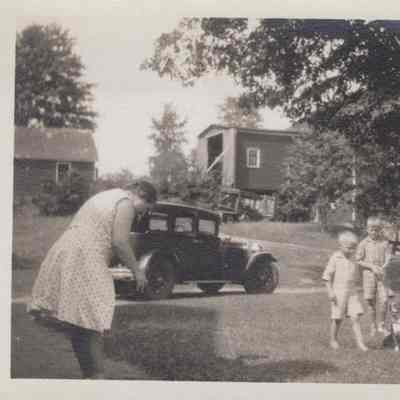 Mead family with their dogs outdoors,1929