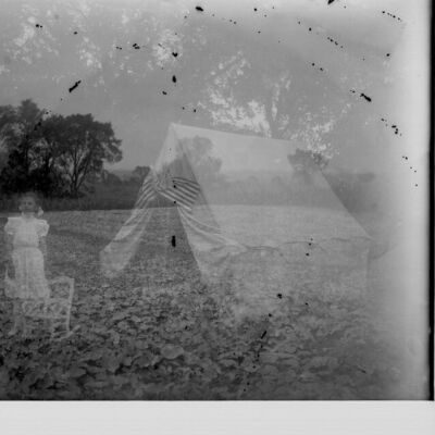 Girl & tent (double image)