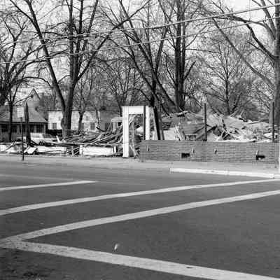 Red Hook Hotel razed for gas station, November 1964