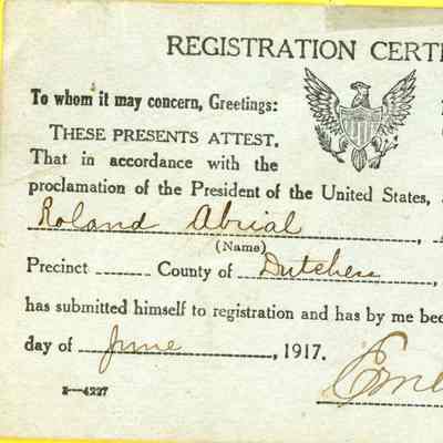 Roland A'Brial's WWI registration certificate