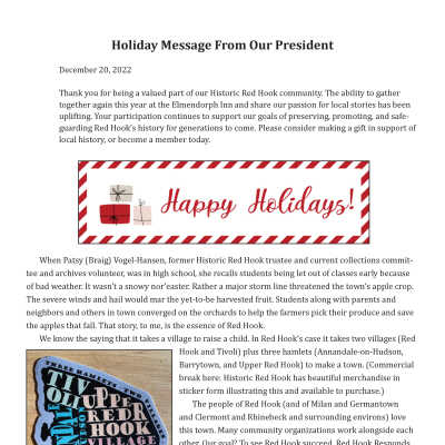 Blog Post: Holiday Message From Our President