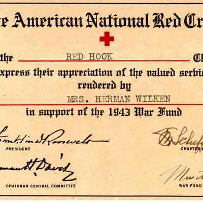 Red Cross Card, Mrs. Herman Wilken